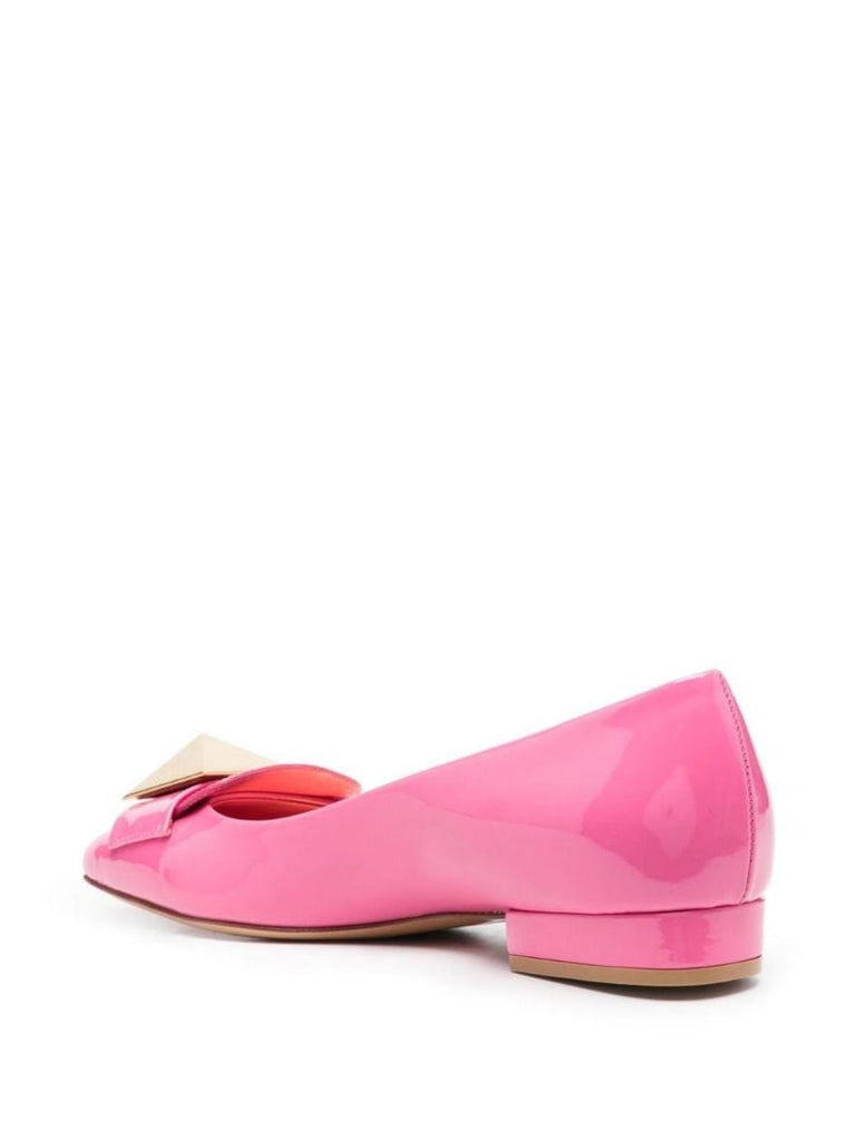 Pink One Stud Patent Leather Ballerina Shoes