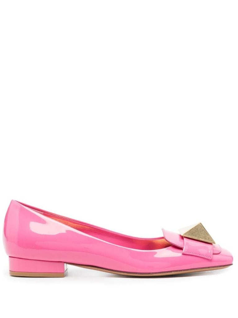 Pink One Stud Patent Leather Ballerina Shoes