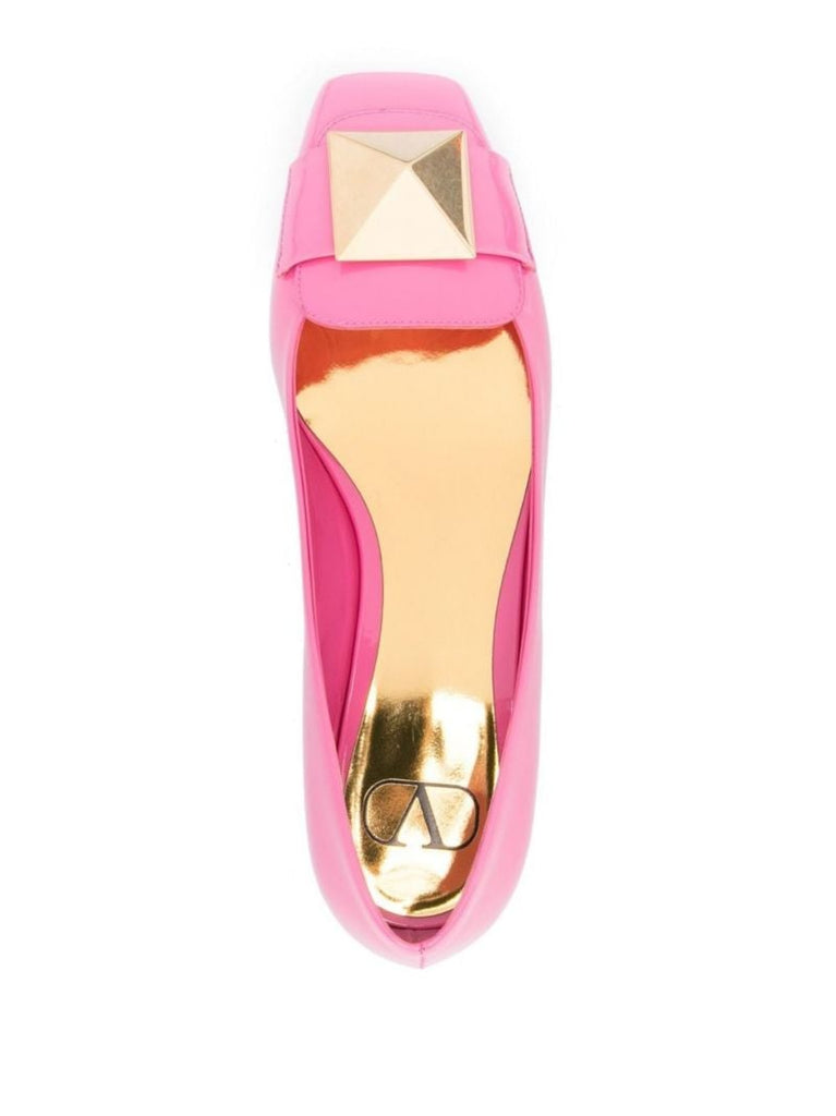 Pink One Stud Patent Leather Ballerina Shoes