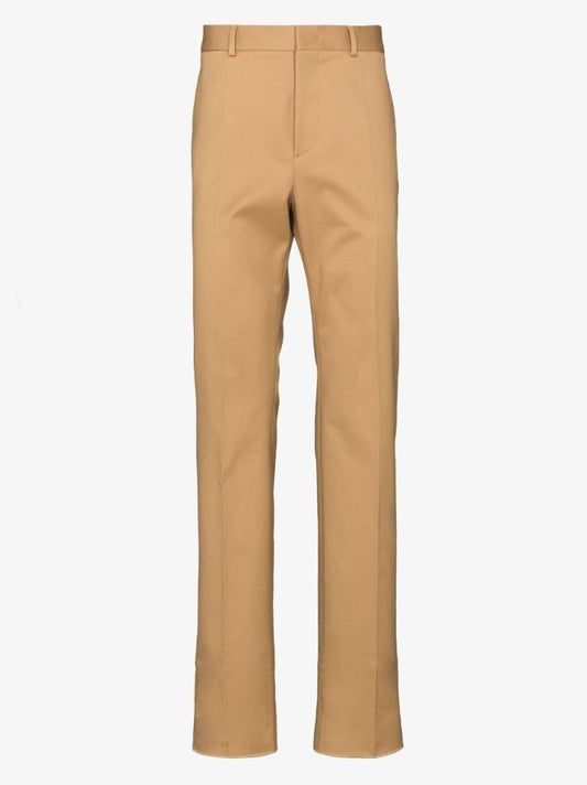Beige  Tailored Cotton Trousers