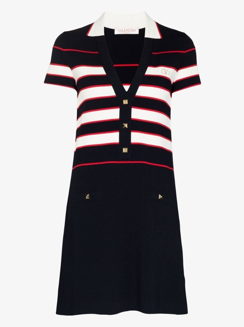 Blue Striped Knit Mini Dress