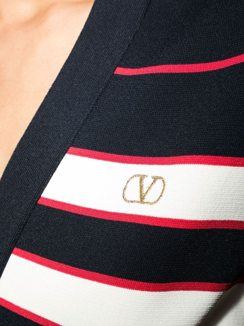 Blue Striped Knit Mini Dress