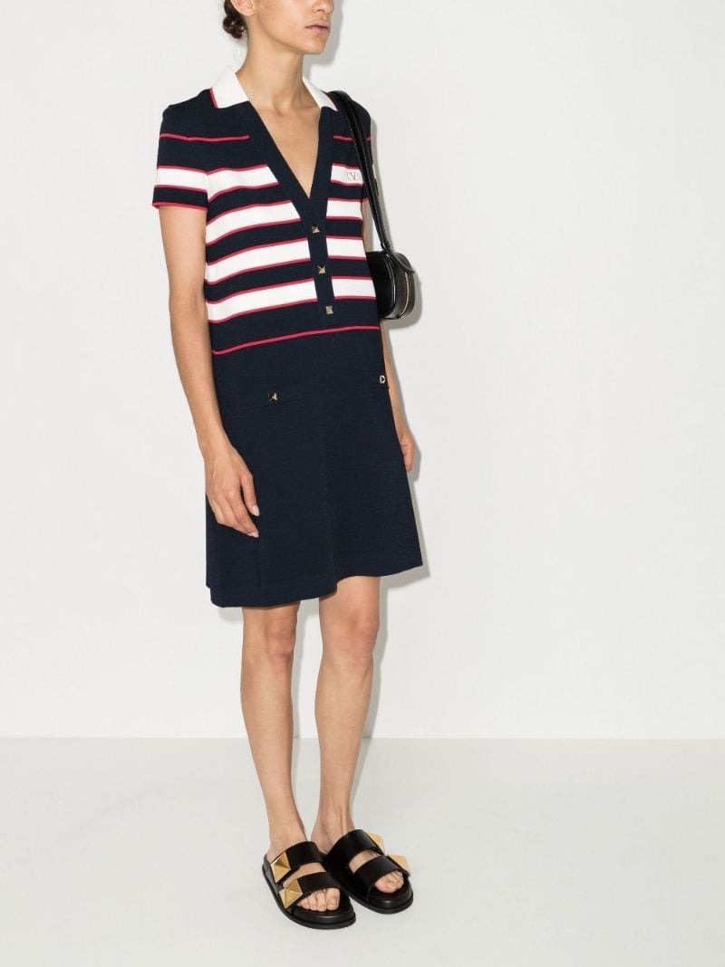 Blue Striped Knit Mini Dress