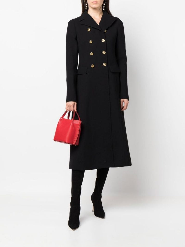 Red Rockstud Leather Tote Bag