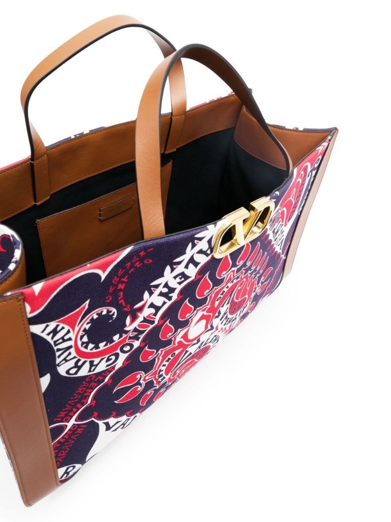 Multicolour Vlogo Canvas Print Tote Bag