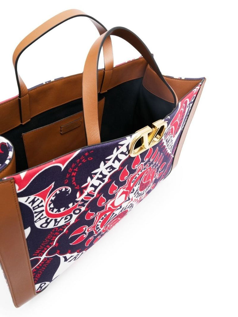 Multicolour Vlogo Canvas Print Tote Bag