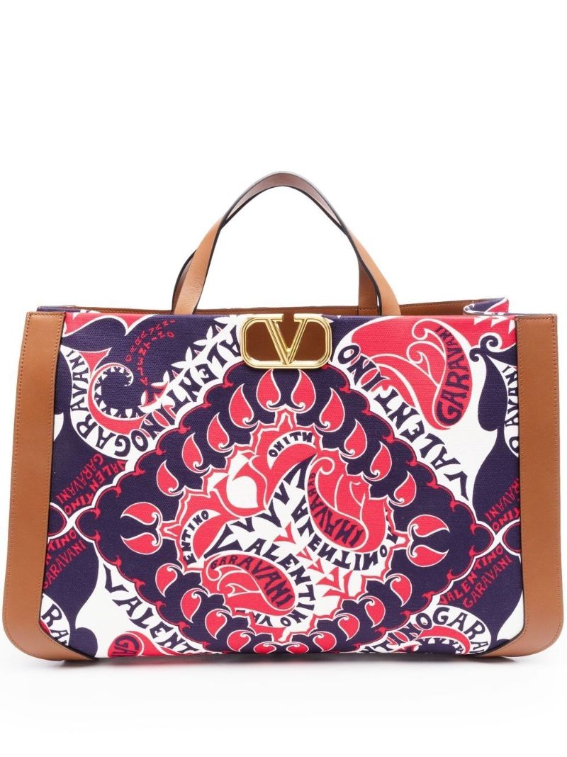 Multicolour Vlogo Canvas Print Tote Bag