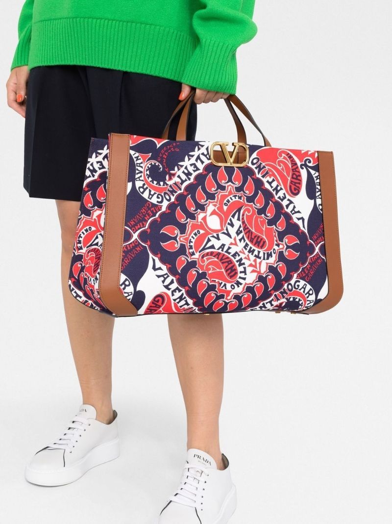 Multicolour Vlogo Canvas Print Tote Bag