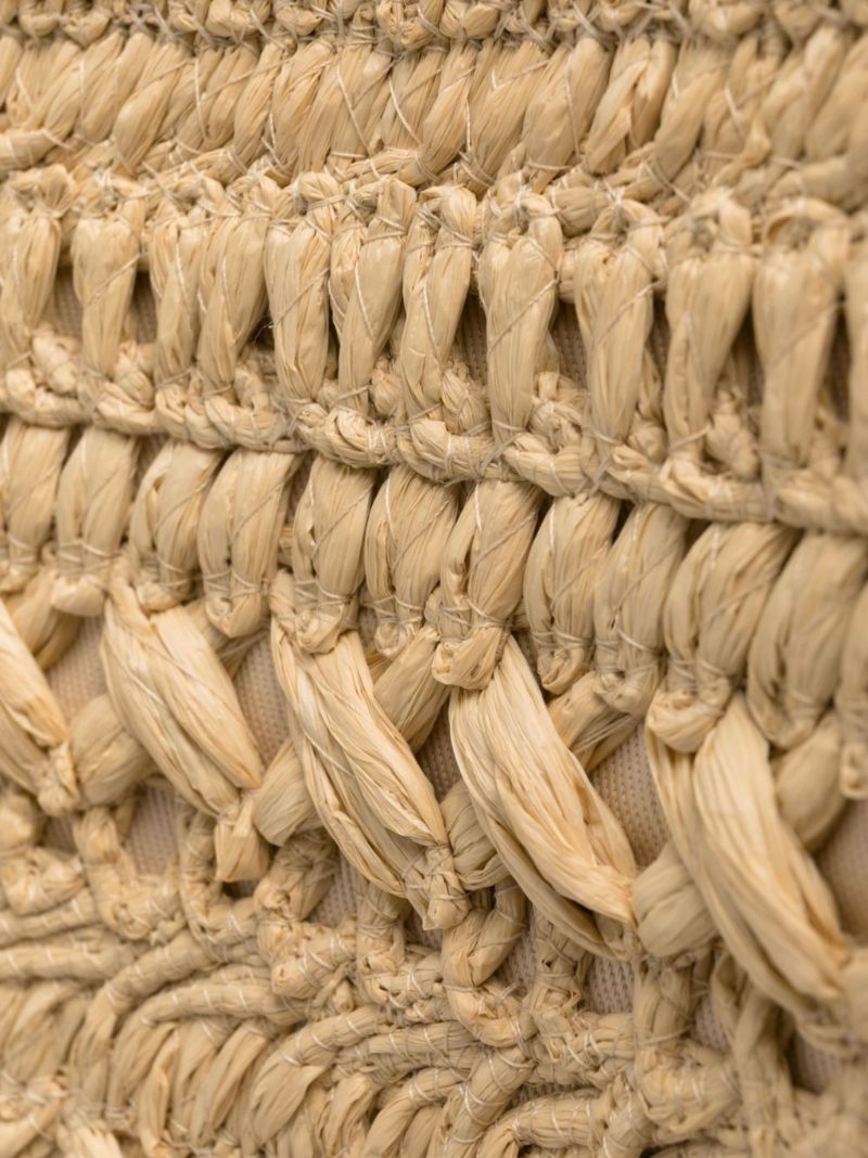 Neutral Vlogo Signature Embroidered Raffia Tote Bag