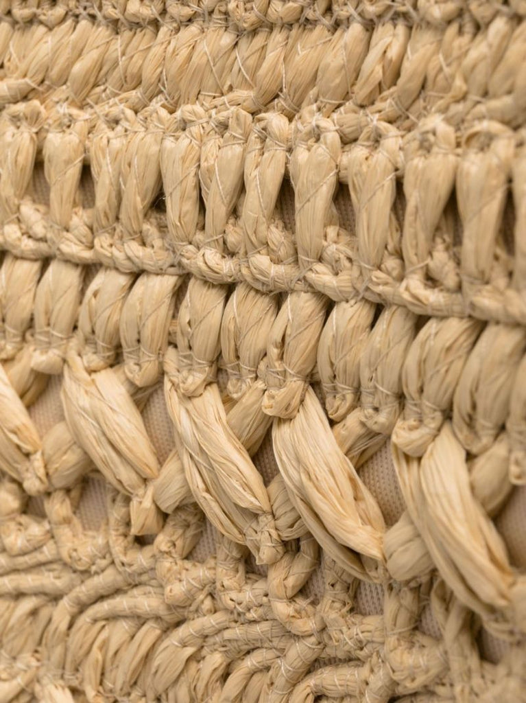 Neutral Vlogo Signature Embroidered Raffia Tote Bag