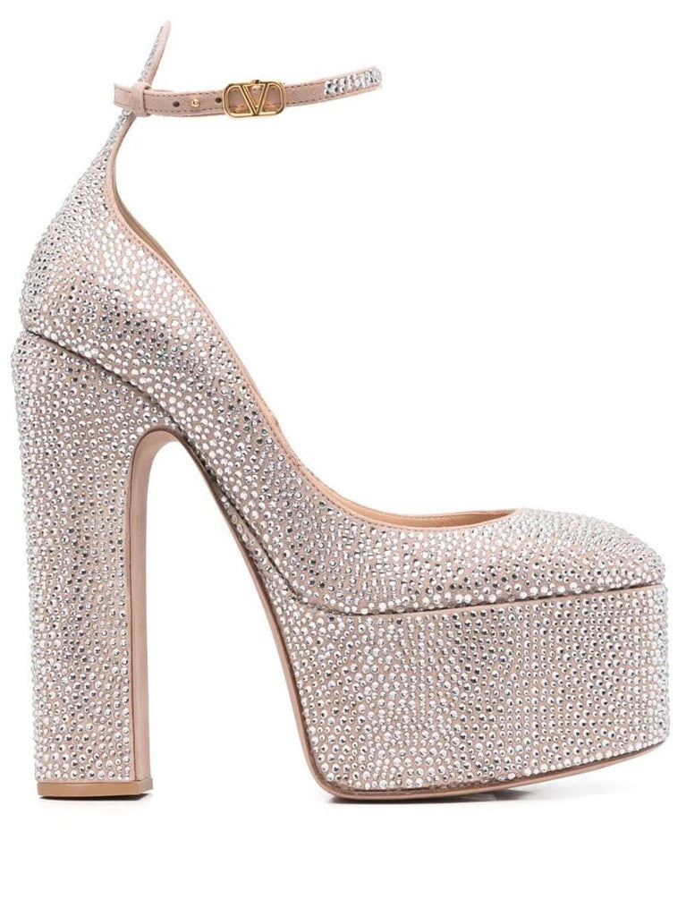 Silver 170 Rhinestone Platform Pumps