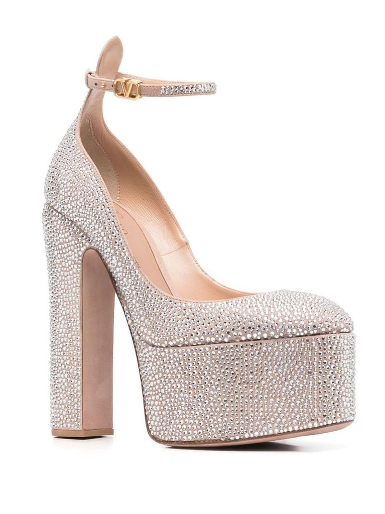 Silver 170 Rhinestone Platform Pumps