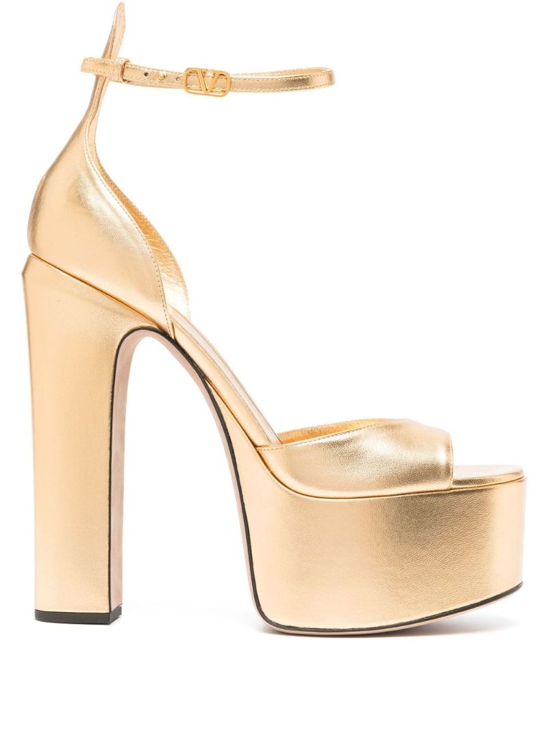 Gold Tan-go 160 Platform Leather Sandals