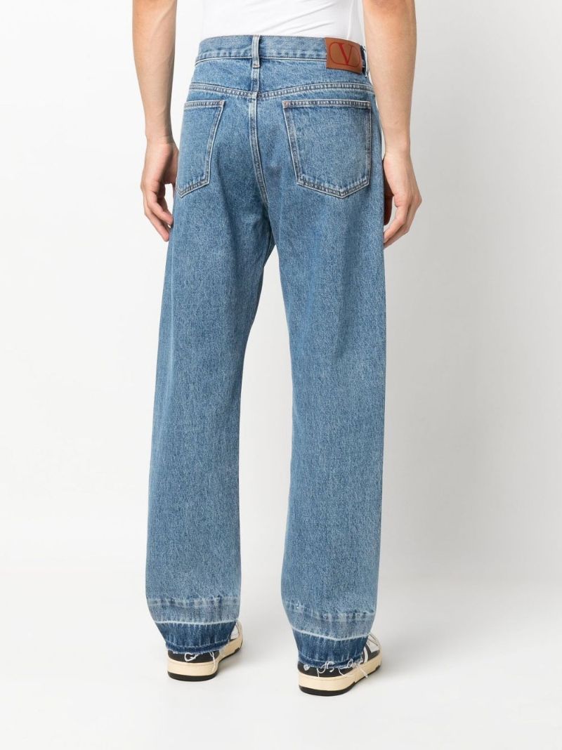 Blue Raw Hem Regular Fit Jeans