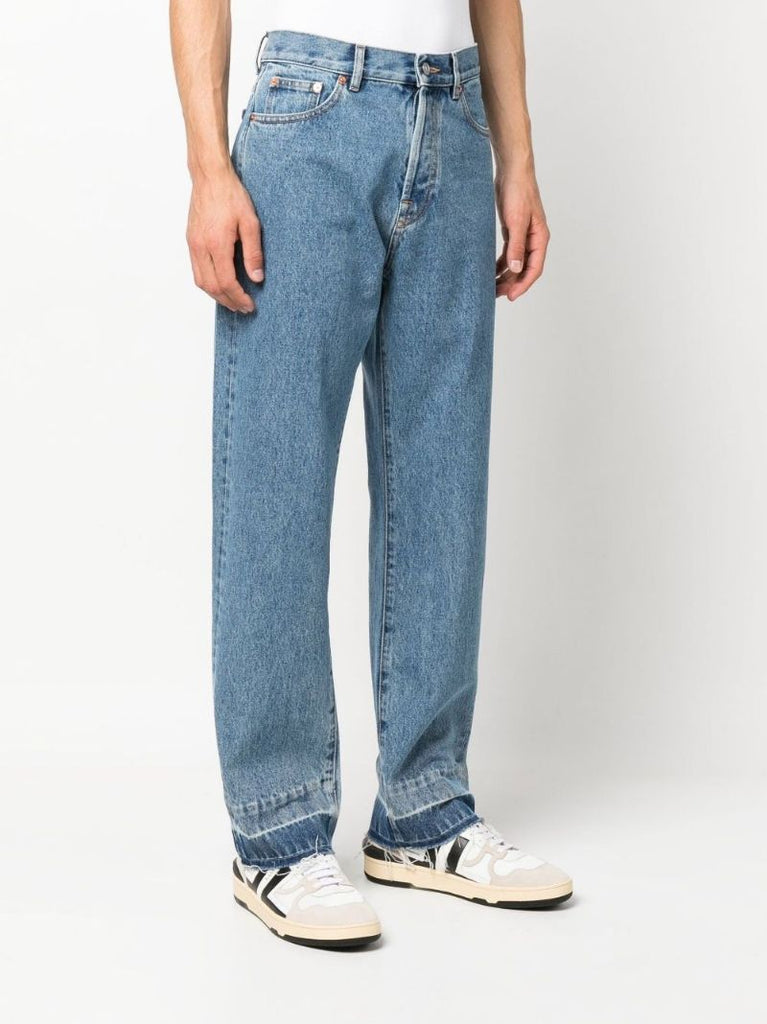 Blue Raw Hem Regular Fit Jeans