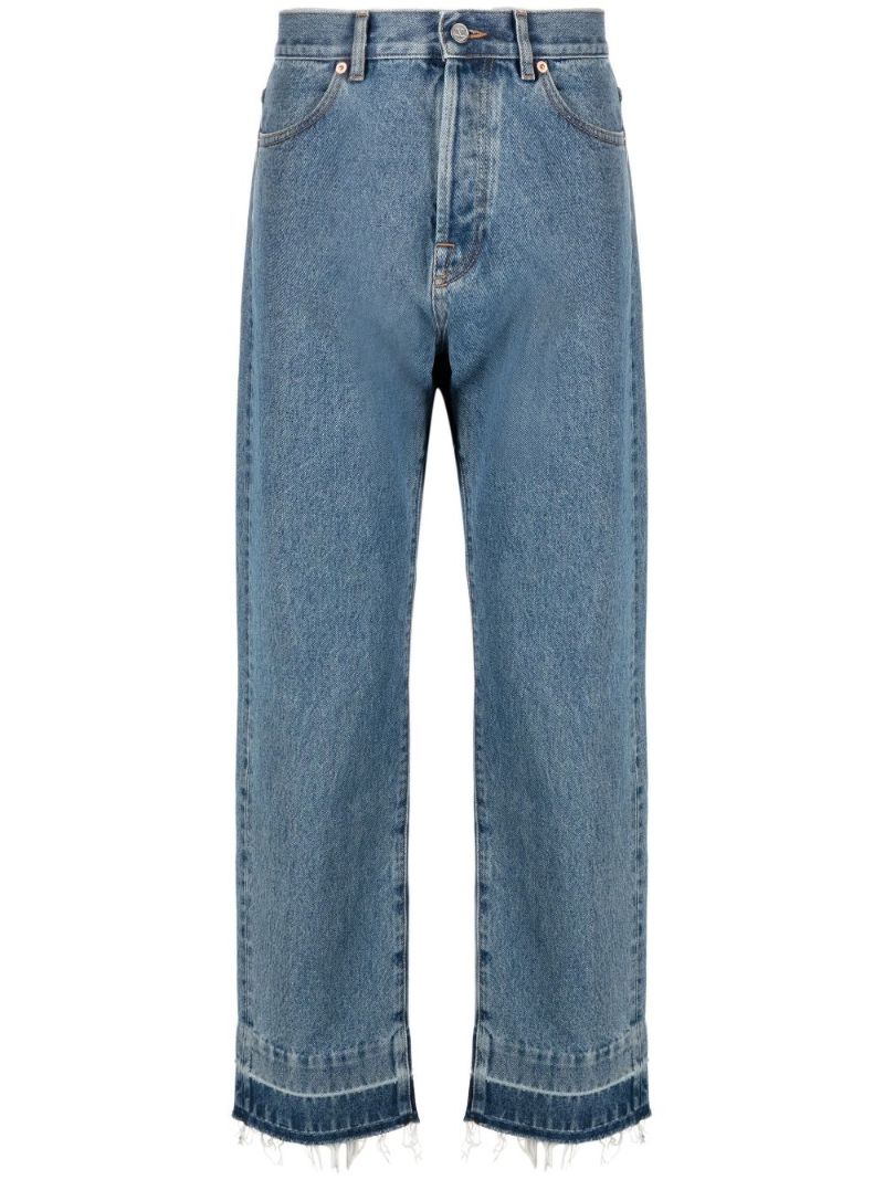 Blue Raw Hem Regular Fit Jeans