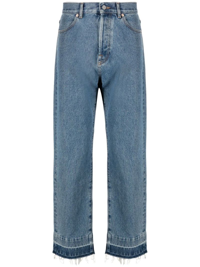 Blue Raw Hem Regular Fit Jeans