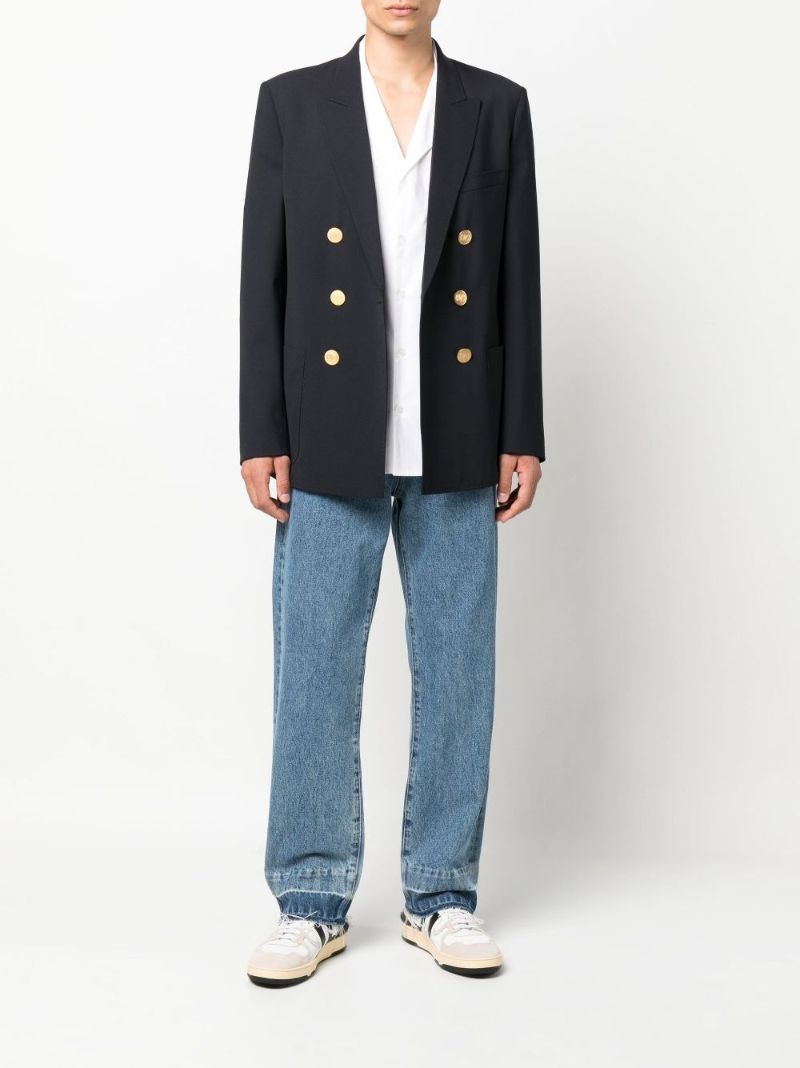 Blue Raw Hem Regular Fit Jeans
