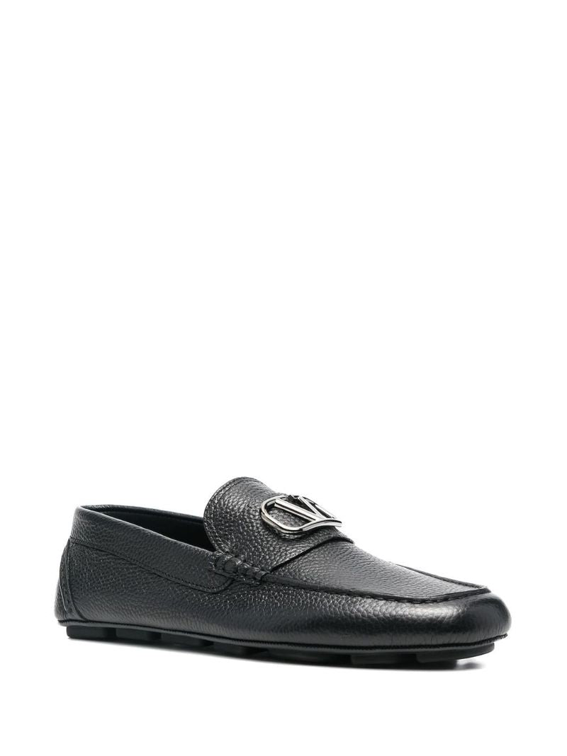 Black Vlogo Leather Loafers