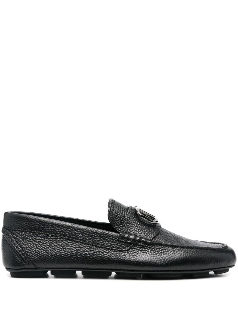 Black Vlogo Leather Loafers