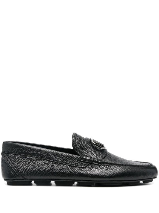 Black Vlogo Leather Loafers