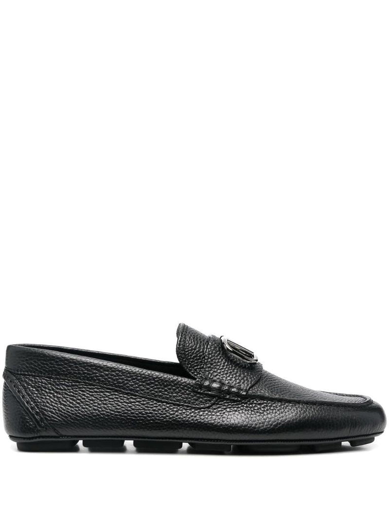 Black Vlogo Leather Loafers