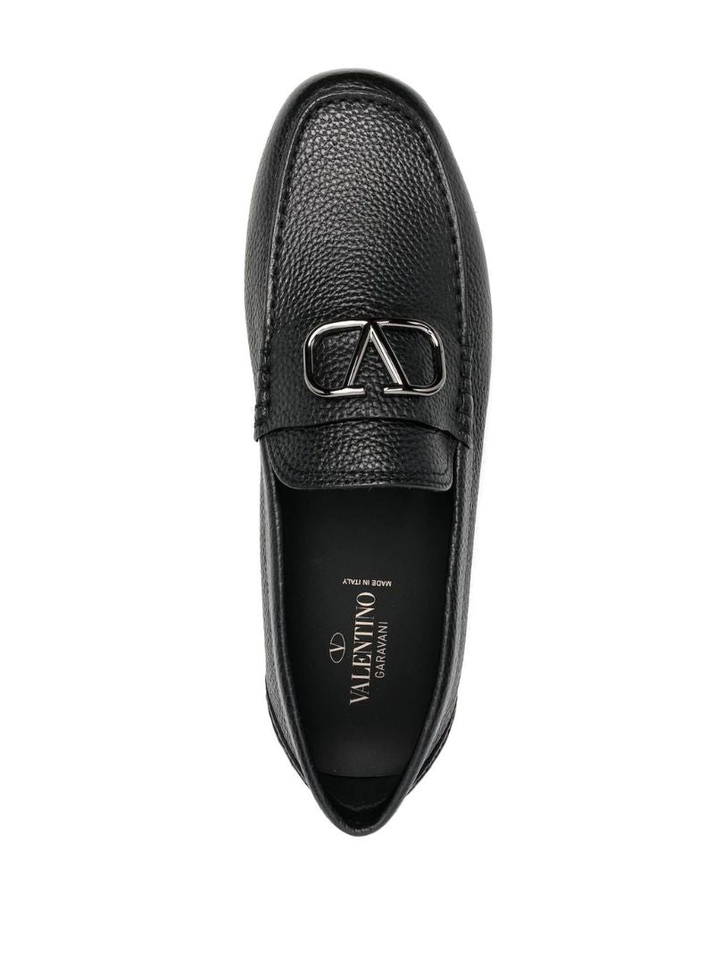 Black Vlogo Leather Loafers