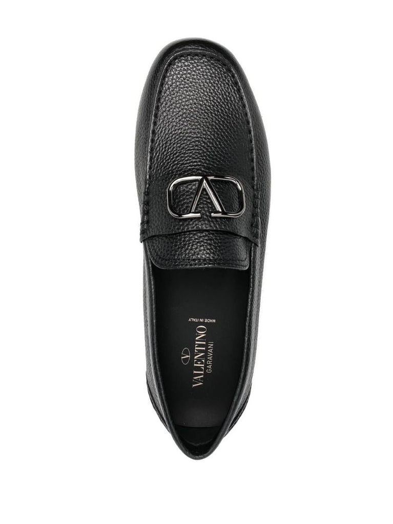 Black Vlogo Leather Loafers