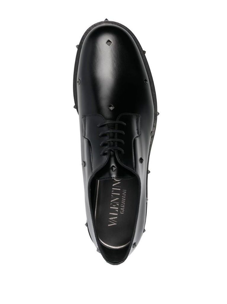 Black Aristopunk Rockstud Derby Shoes