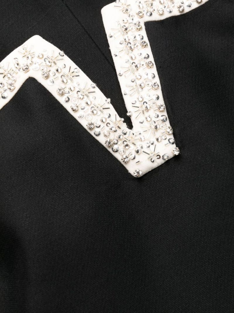 Black Off-the-shoulder Crystal Mini Dress