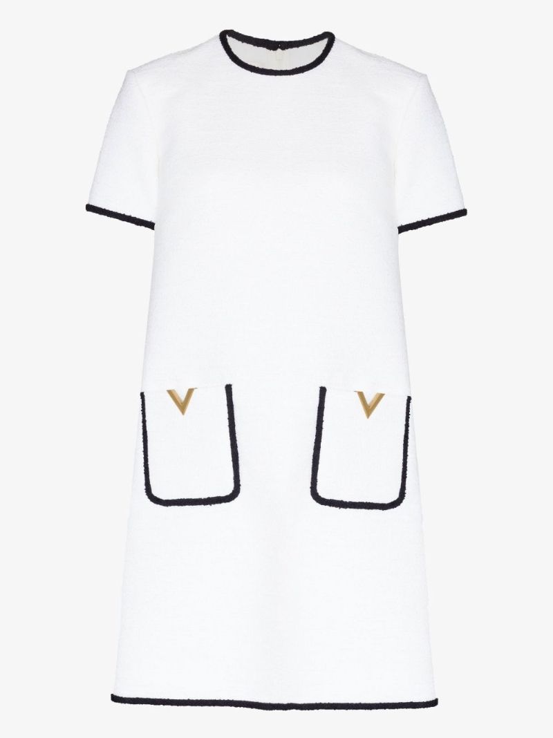 Neutral Vgold Tweed Mini Dress
