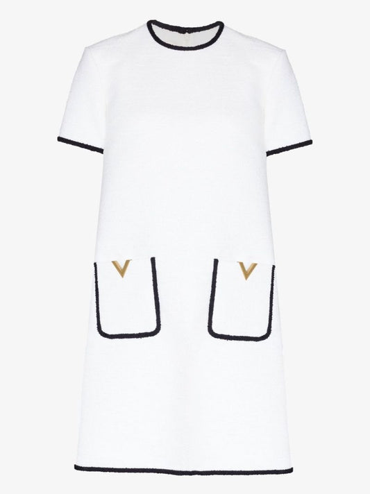 Neutral Vgold Tweed Mini Dress