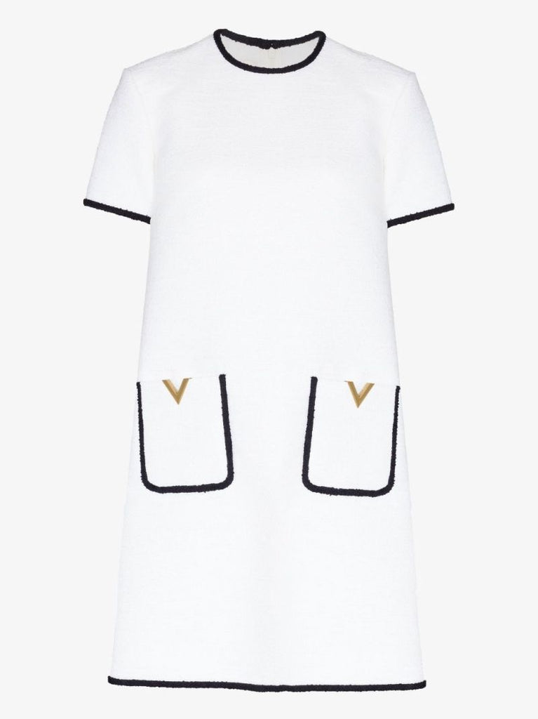 Neutral Vgold Tweed Mini Dress