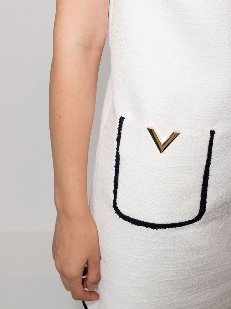 Neutral Vgold Tweed Mini Dress