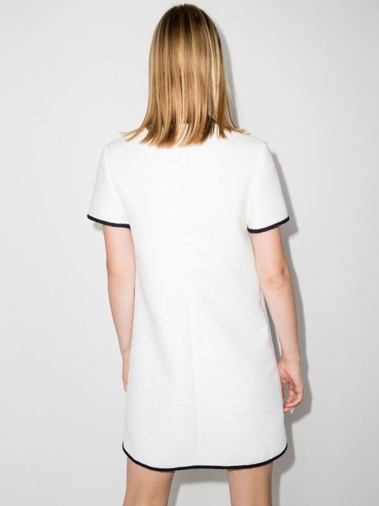 Neutral Vgold Tweed Mini Dress