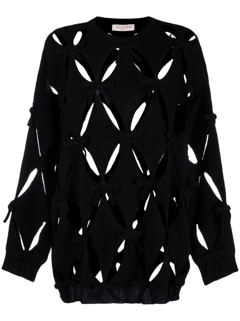 Black Cut-out Virgin Wool Sweater