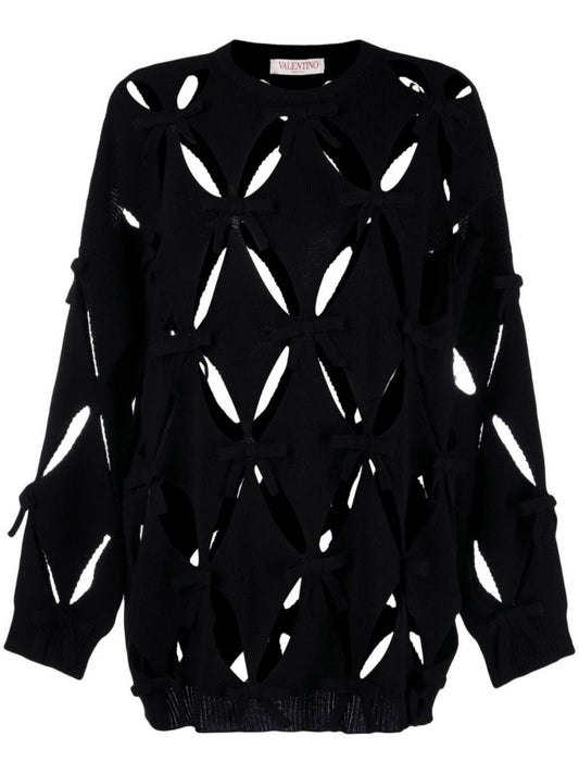 Black Cut-out Virgin Wool Sweater