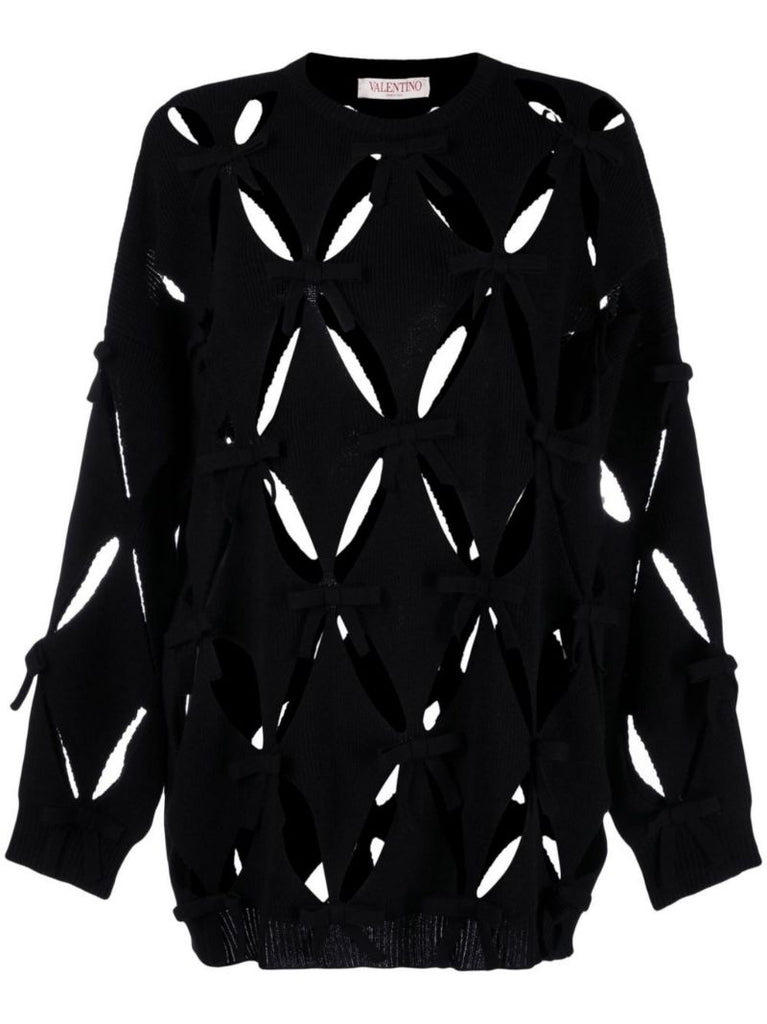 Black Cut-out Virgin Wool Sweater