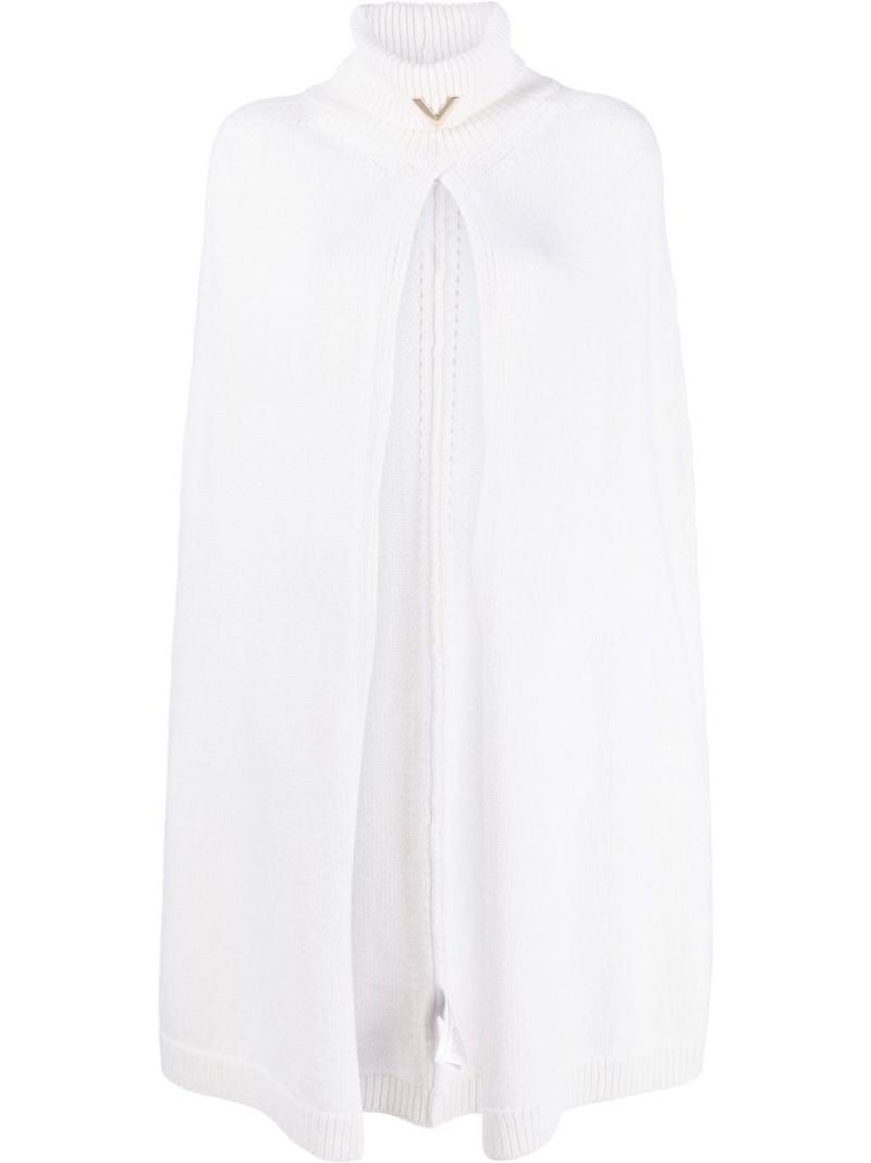 White Turtleneck Knitted Cape