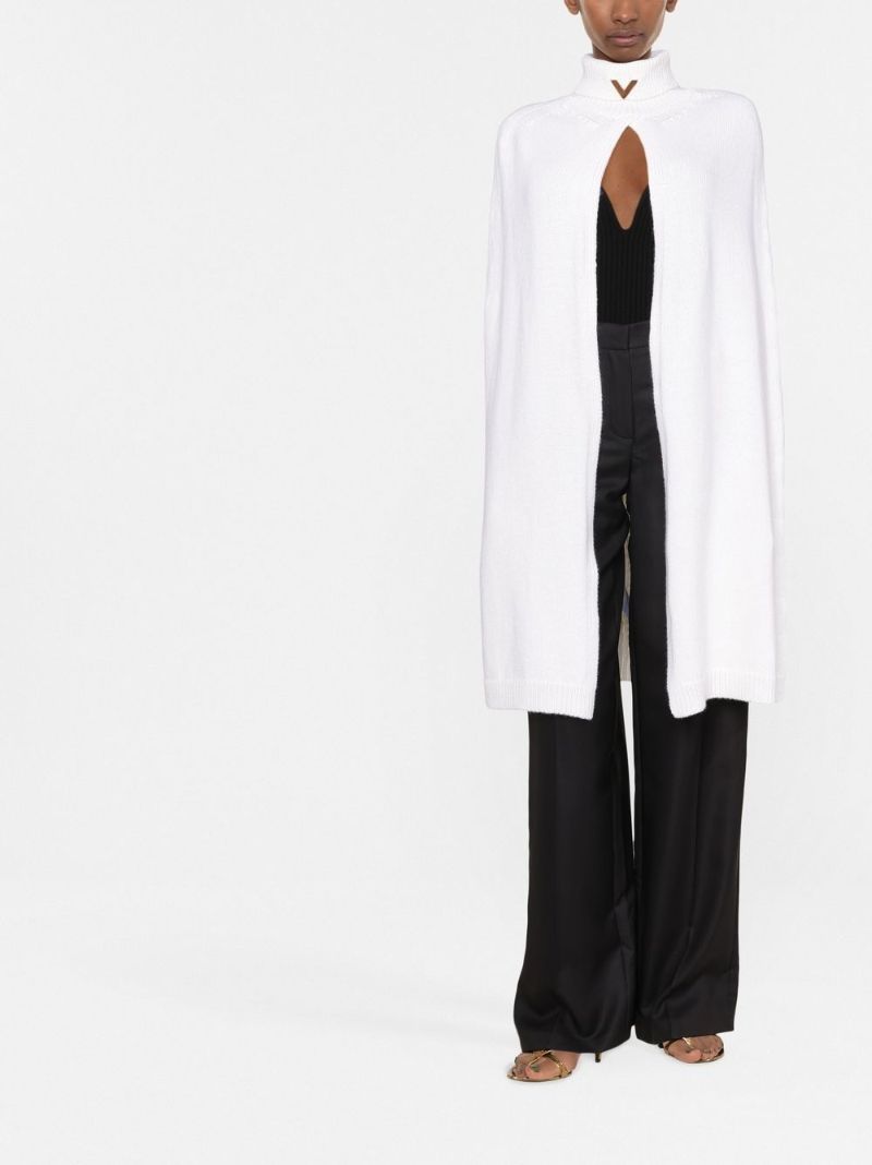 White Turtleneck Knitted Cape