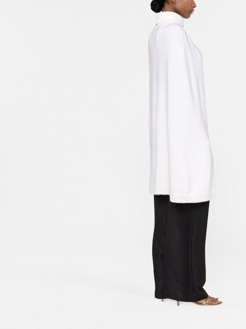 White Turtleneck Knitted Cape