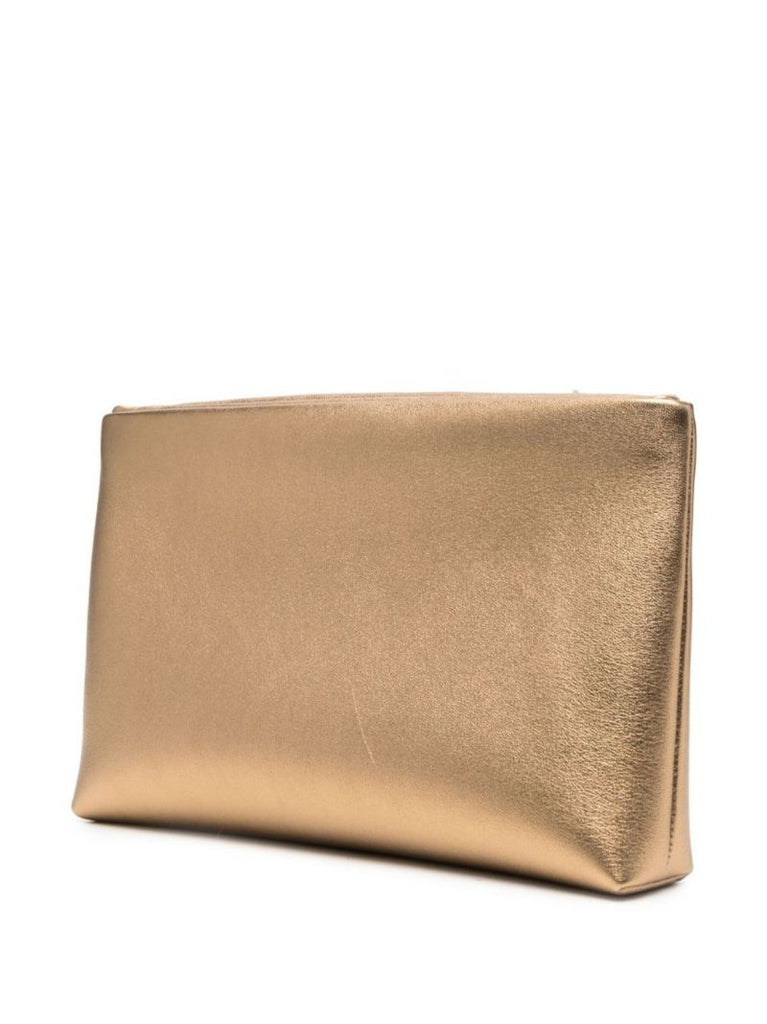 Gold One Stud Leather Clutch Bag