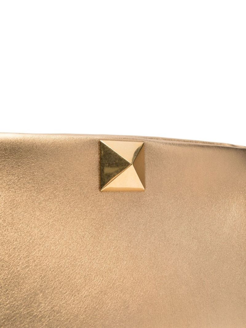 Gold One Stud Leather Clutch Bag
