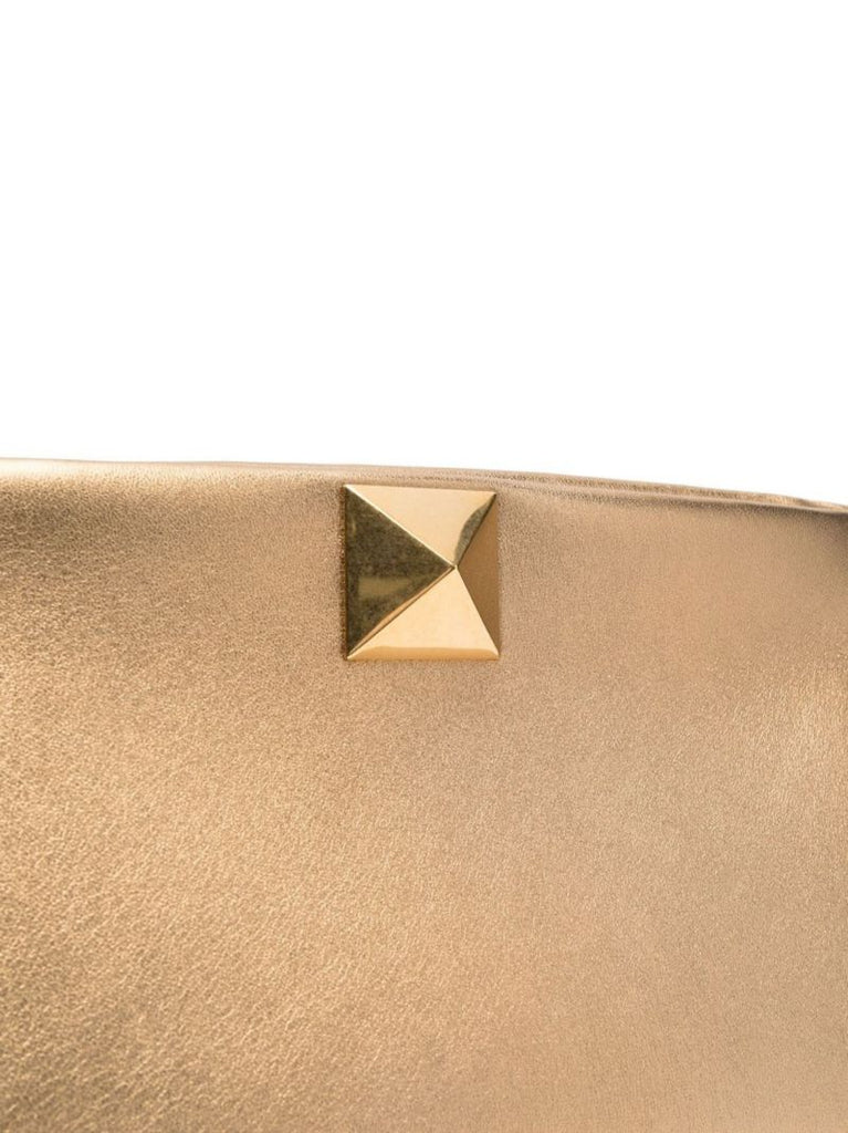 Gold One Stud Leather Clutch Bag