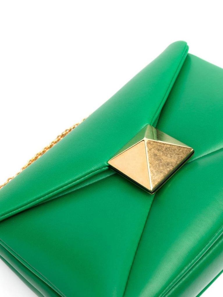 Green One Stud Leather Cross Body Bag
