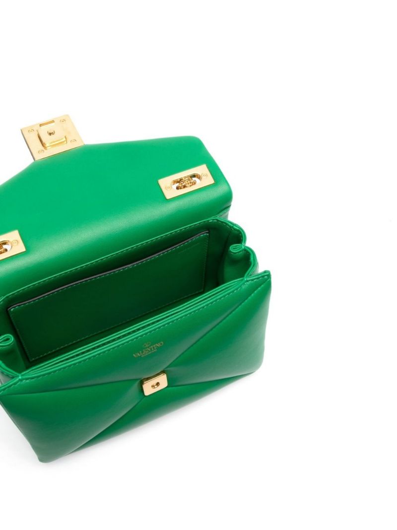 Green One Stud Leather Cross Body Bag