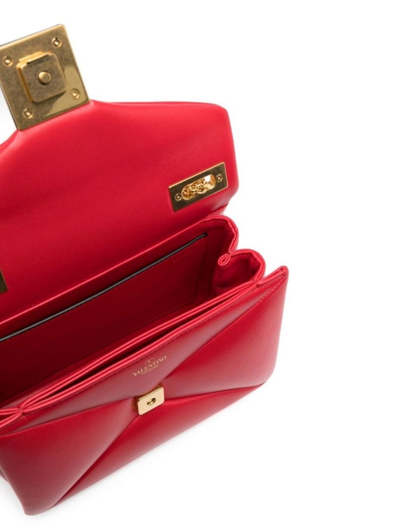 Red One Stud Leather Cross Body Bag