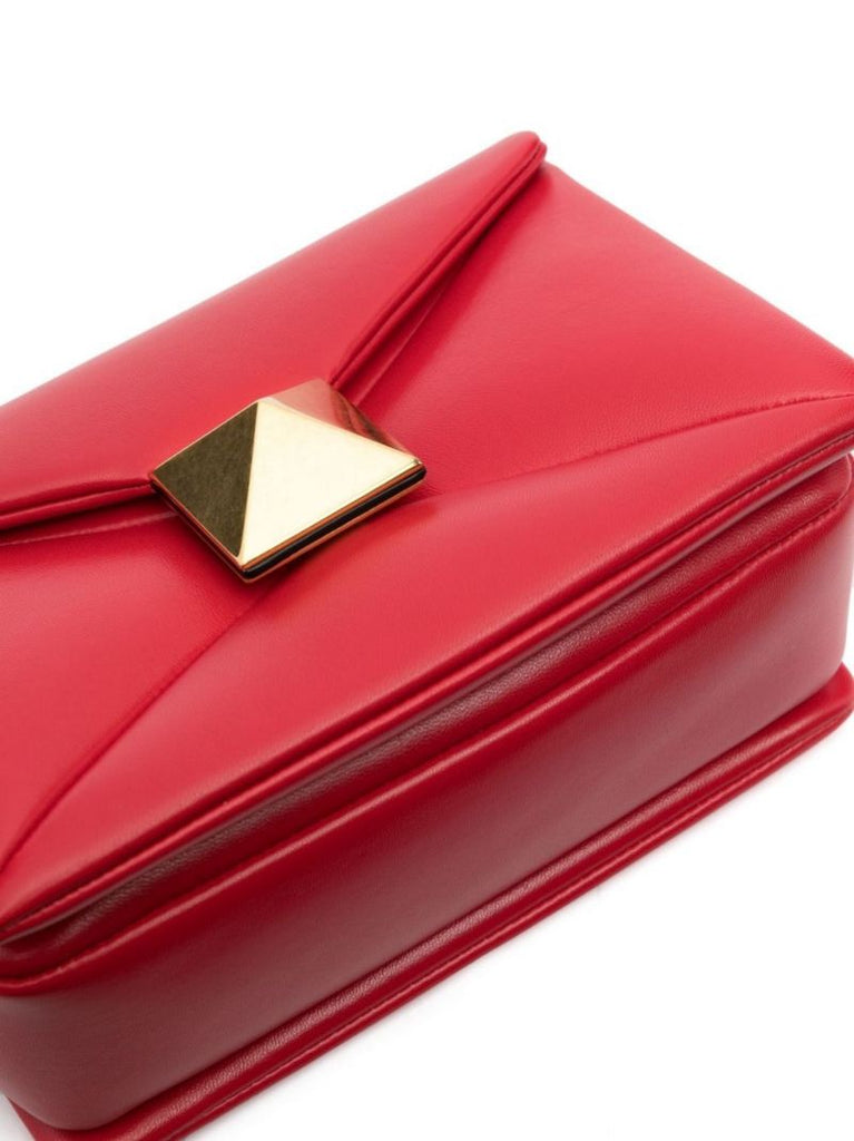 Red One Stud Leather Cross Body Bag