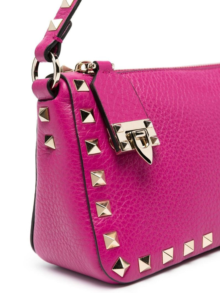 Pink Rockstud Small Leather Shoulder Bag