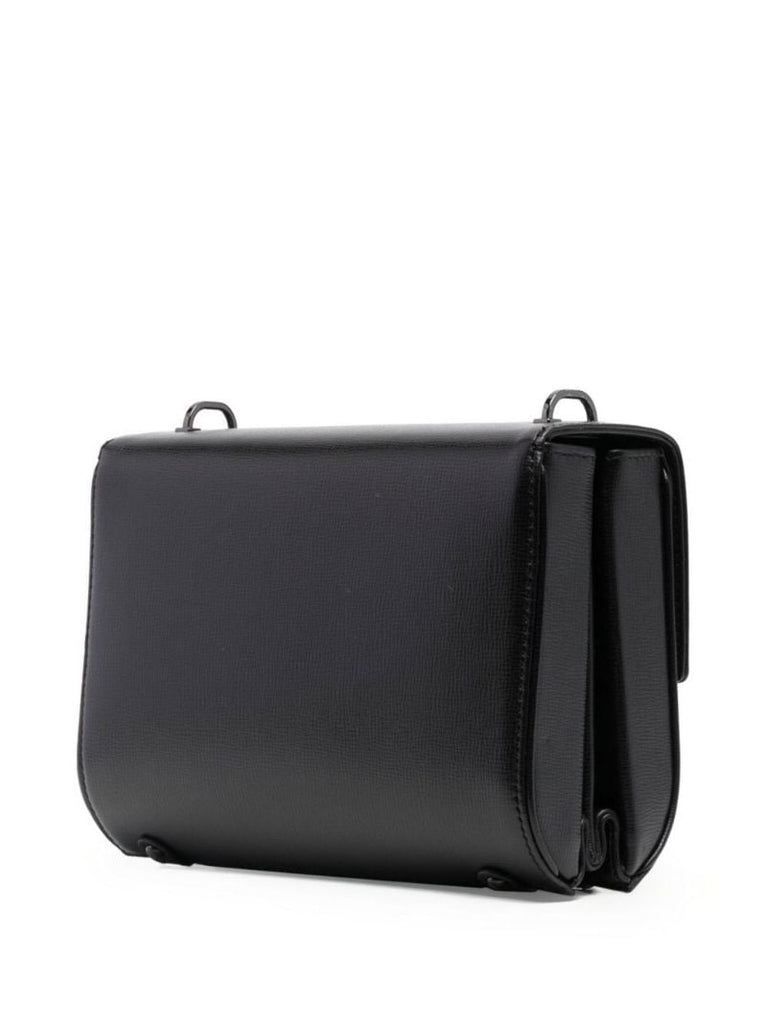 Black Vlogo Signature Leather Shoulder Bag